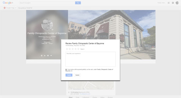 Family Chiropractic Center of Bayonne Google Plus review shot